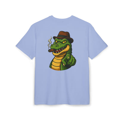 Gangster Alligator T-Shirt (Rückenprint) – Cooles Unisex Shirt mit Zigarren-Krokodil im Retro Comic Style