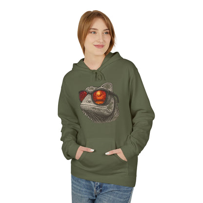 Chamäleon Hoodie Unisex (Brustprint) – Retro Tiermotiv mit Sonnenbrille & Disco-Design – Lustiger Kapuzenpullover für Festival, Streetwear & Geschenkideen
