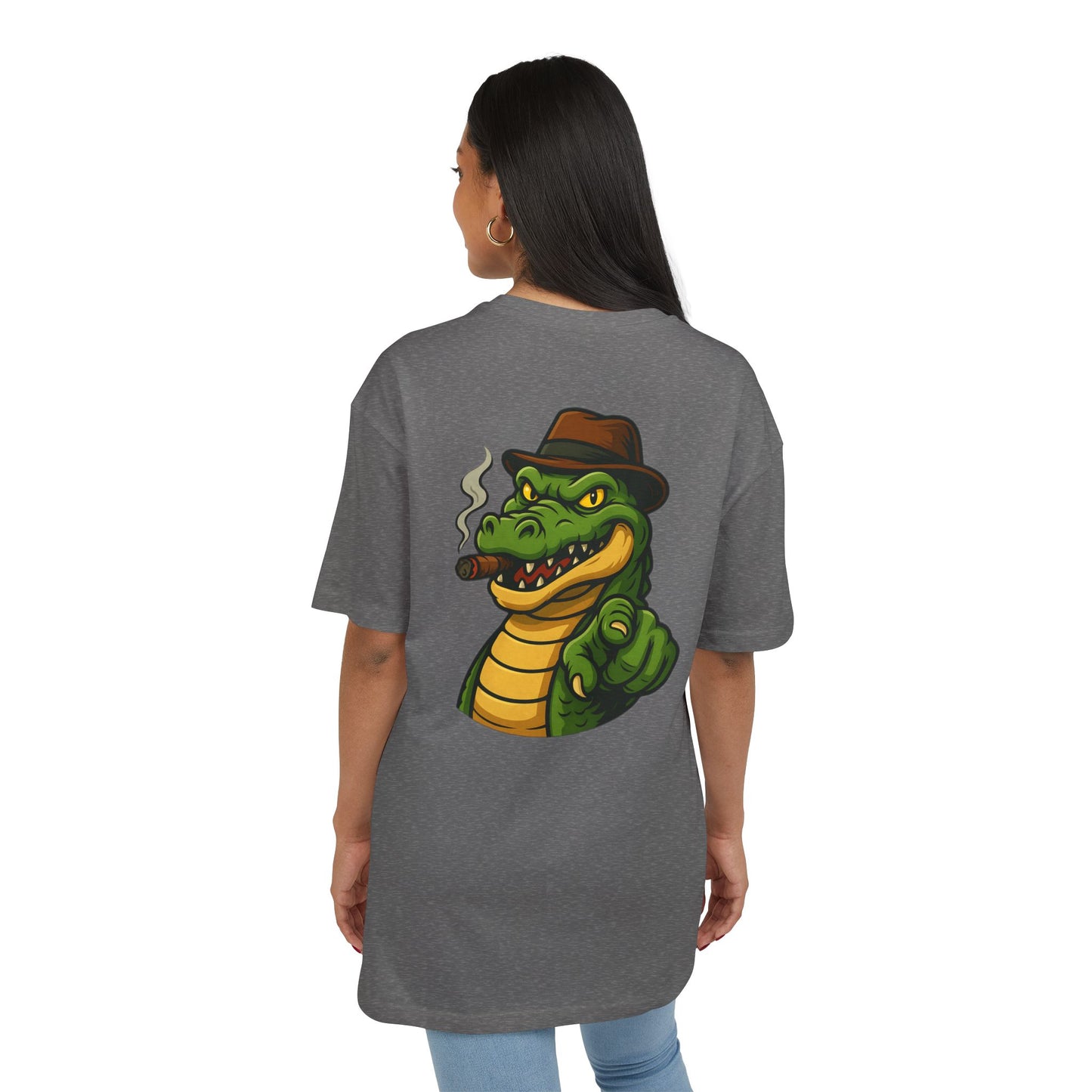 Gangster Alligator T-Shirt (Rückenprint) – Cooles Unisex Shirt mit Zigarren-Krokodil im Retro Comic Style