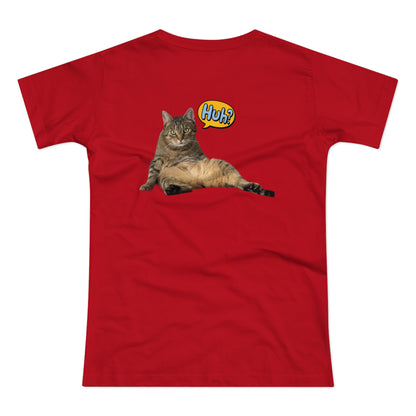 “Huh?” Katze – Lustiges Katzen T-Shirt mit Rückendruck | Für Katzenfans mit Humor