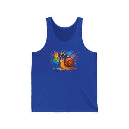 Bunte Schnecke Damen Tanktop – Lustiges Cartoon-Design mit Regenbogen Farbklecksen