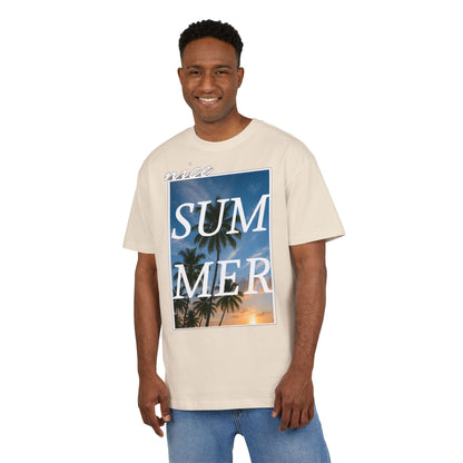 Nice Summer T-Shirt (Brustprint)– Palmendesign, Sonnenuntergang & Urlaubs-Vibes | Unisex Oversize Shirt für den Sommerlook