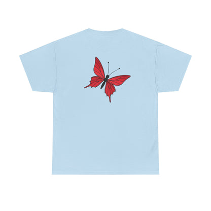 Roter Schmetterling T-Shirt Unisex – Ausdrucksstarkes Butterfly Design | Natur-inspiriertes Baumwollshirt für Damen & Herren