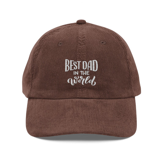 Best Dad in the World Cord Cap – Retro Cord Basecap mit Stickerei - Good Vibes, Geschenk für Väter, Relaxed Dad Fashion