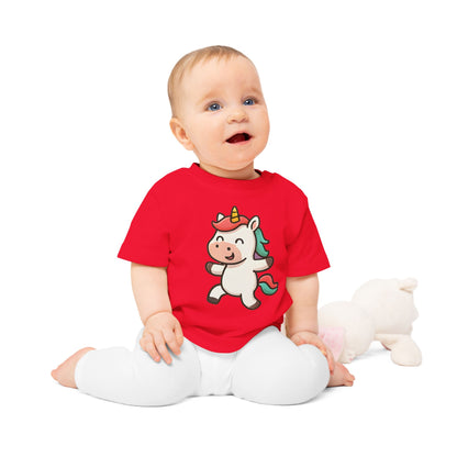 Baby T-Shirt „Happy Unicorn“ – Süßes Einhorn-Motiv, Bio-Baumwolle, nachhaltige Babybekleidung für kleine Träumer