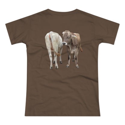 Zwei Kühe - Ein Blick zurück | Lustiges T-Shirt für Tierfreunde & Landeier mit Stil