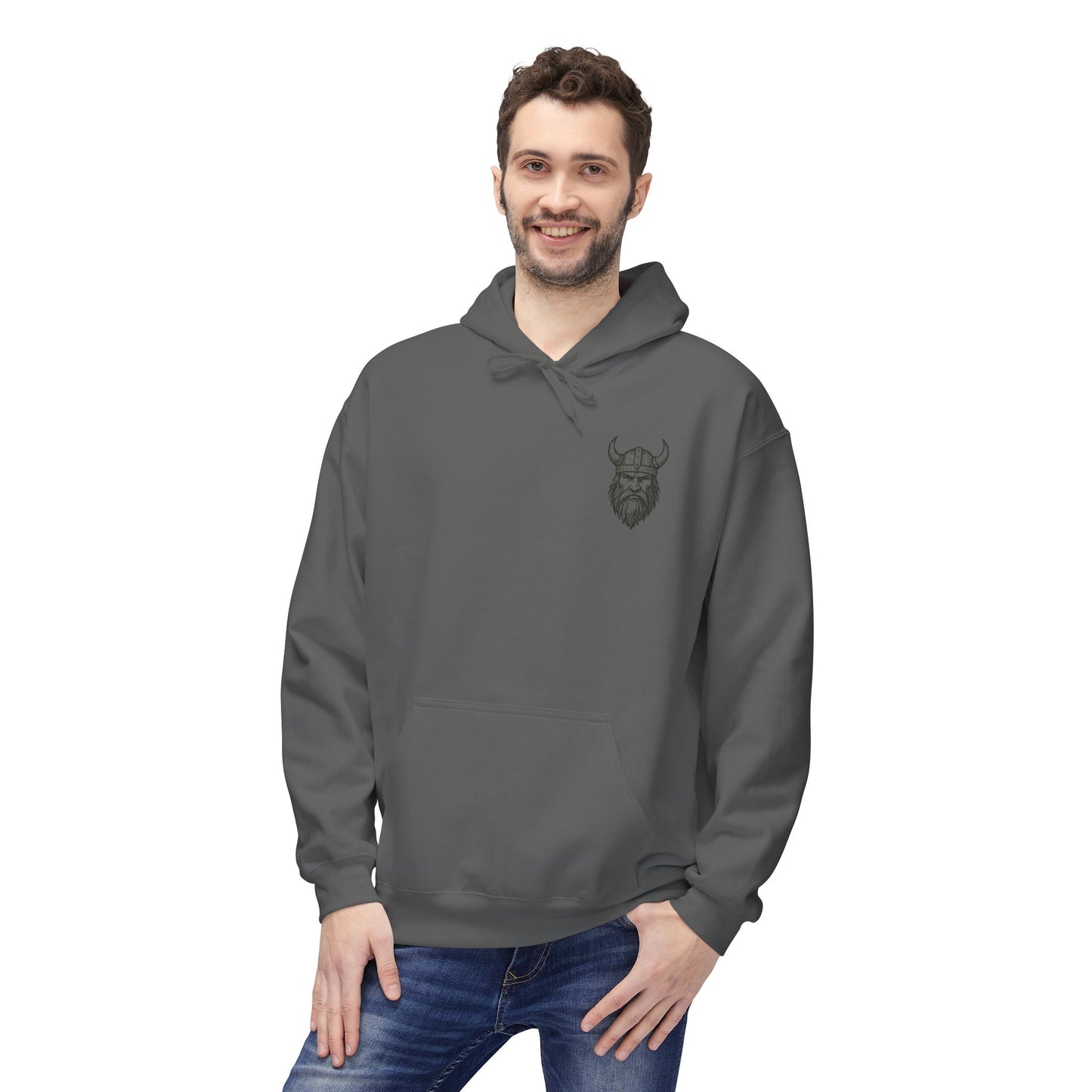 Wikinger Hoodie Unisex – Nordic Warrior Kapuzenpullover mit Bart & Helm Design | Viking Streetwear