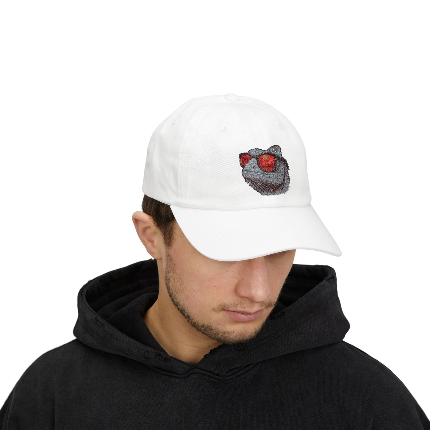 Chamäleon Cap mit Sonnenbrille & Disco-Design – Trendige Unisex Basecap mit Tiermotiv