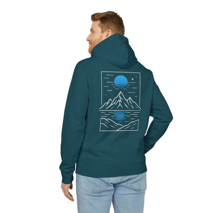 Berg Motiv Hoodie (Rückenprint) – Minimalistischer Kapuzenpullover mit Natur- & Mondmotiv – Unisex Oversize Streetwear für Outdoor- & Landschaftsliebhaber
