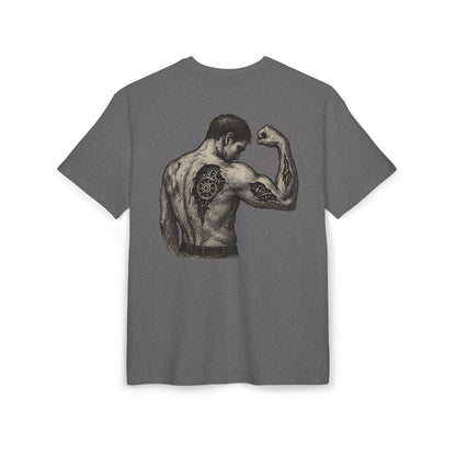 Biomechanik Muskel T-Shirt Unisex (Rückenprint) – Cyborg Body Design mit Zahnrädern & Maschinenstrukturen | Futuristisches Techwear Shirt für Fitness & Sci-Fi Fans