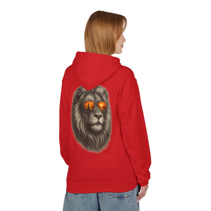 Löwen Hoodie Unisex (Rückenprint) – Stylischer Kapuzenpullover mit Sonnenbrillen-Löwe | Tiermotiv Streetwear für Damen & Herren