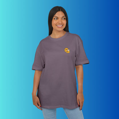 Smiley mit Bier (Brustprint) – Lustiges Party T-Shirt für Bierliebhaber | Unisex Funshirt