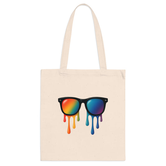 Melting Shades Jutebeutel – Stylischer Stoffbeutel mit bunter, schmelzender Sonnenbrille | Nachhaltige Tasche für Sommer, Festival & Alltag