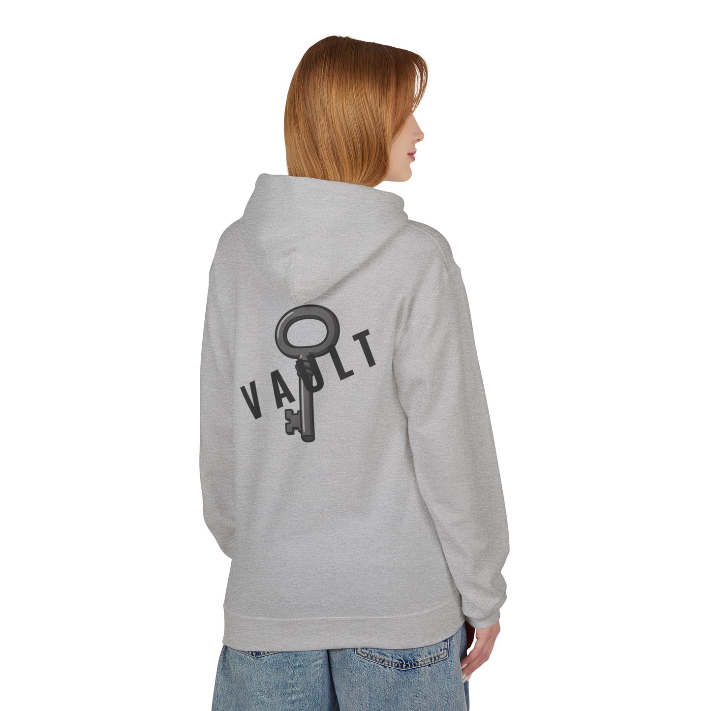 VAULT Hoodie mit Schlüssel-Design (Rückenprint) – Unisex Midweight Fleece | Nachhaltige Streetwear mit Komfort & Stil