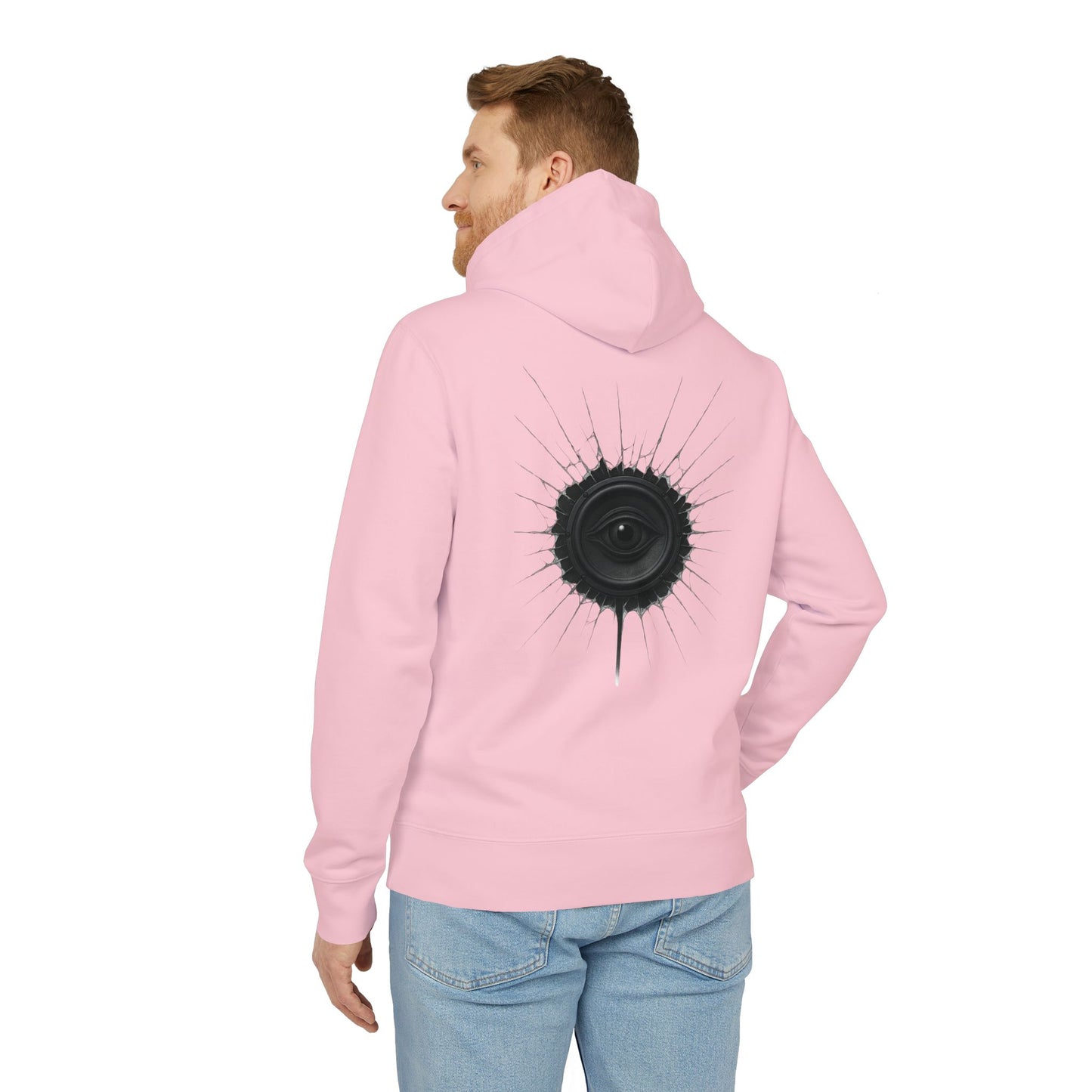 Surreal Sound Hoodie – Unisex Kapuzenpullover mit Lautsprecher-Auge Motiv im Black & White Kunststil