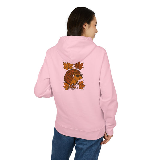 Herbst Igel Hoodie (Rückenprint) – Lustiger Kapuzenpullover mit Cartoon-Design, Sonnenbrille & Ahornblättern