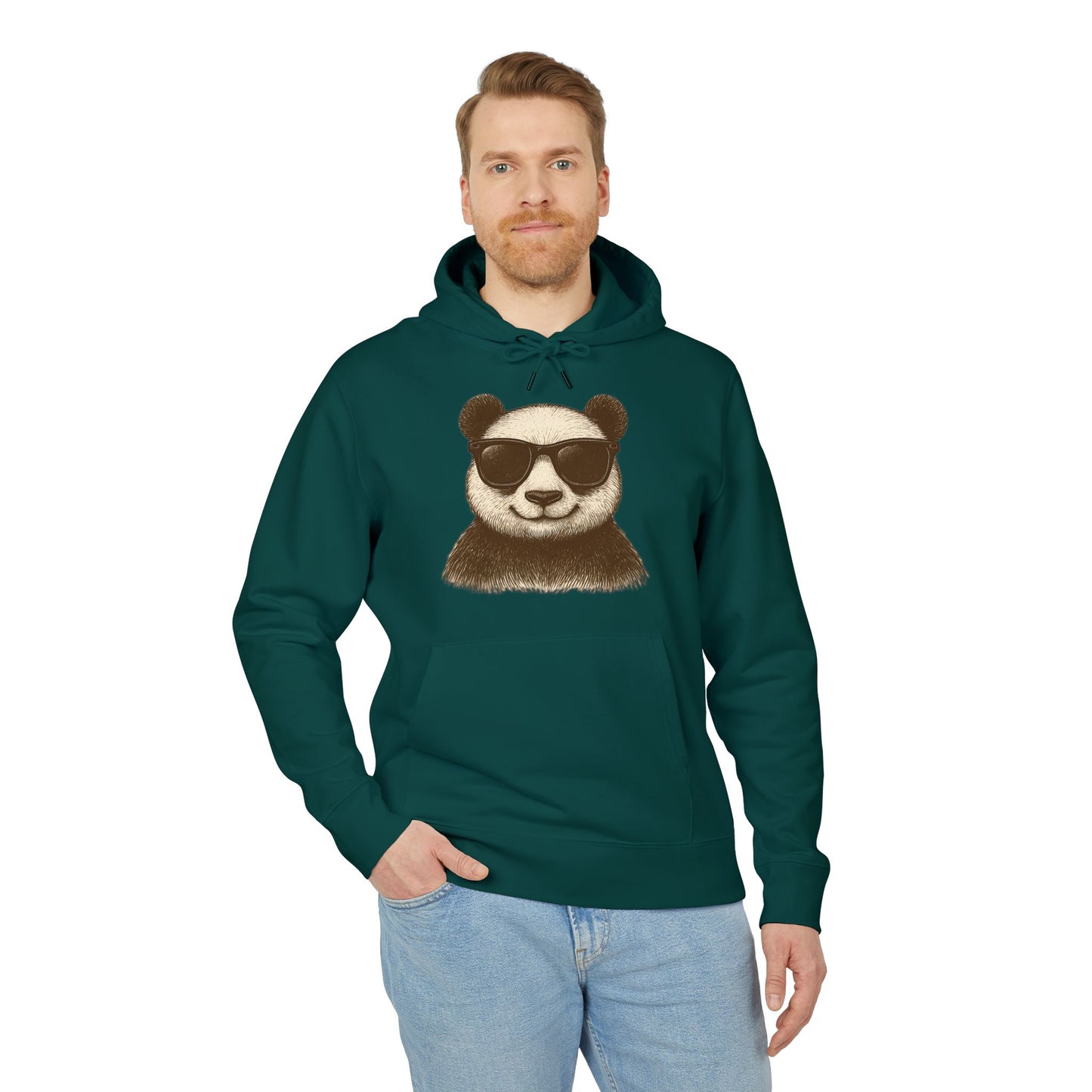 Panda Hoodie mit Sonnenbrille (Brustprint) – Cooler Unisex Kapuzenpullover im Oversize Streetwear Look