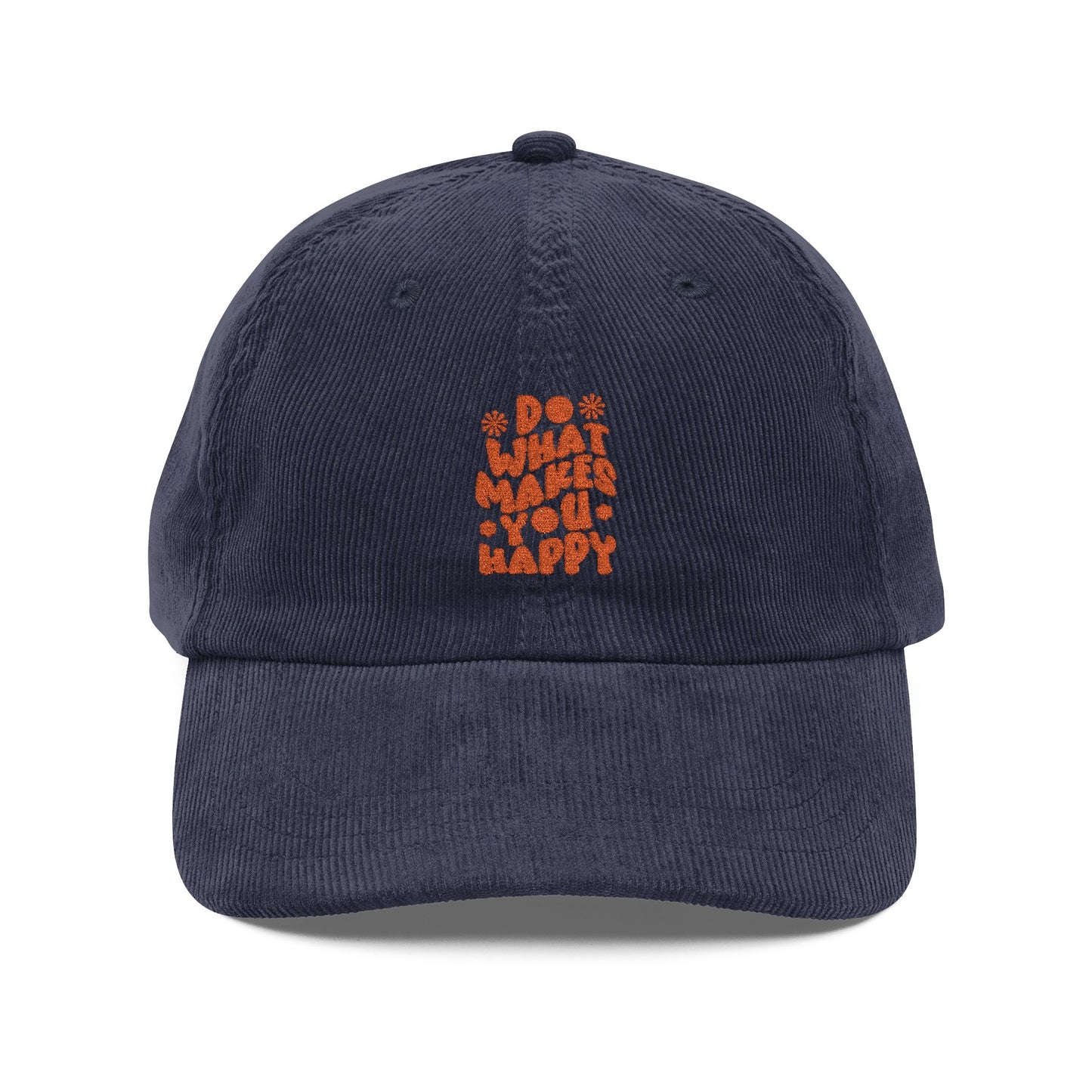 Do What Makes You Happy Cord Cap – Retro Cord Basecap mit Stickerei - Good Vibes, Gift for Friends, Relaxed Fashion