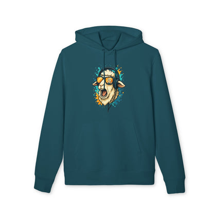 Lustiger Schaf Hoodie (Brustprint) – Unisex Kapuzenpullover mit Kopfhörer & Sonnenbrille – Musik Cartoon Streetwear für Tierfreunde