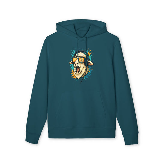 Lustiger Schaf Hoodie (Brustprint) – Unisex Kapuzenpullover mit Kopfhörer & Sonnenbrille – Musik Cartoon Streetwear für Tierfreunde