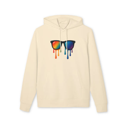 Melting Shades Hoodie (Brustprint) – Stylischer Unisex Hoodie mit bunter Sonnenbrille & Tropf-Effekt | Retro Streetwear für Sommer & Festival