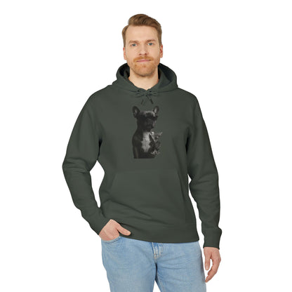 French Bulldog Hoodie (Brustprint) – Lustiger Kapuzenpullover mit Hund & Sonnenbrille – Unisex Streetwear mit Tiermotiv