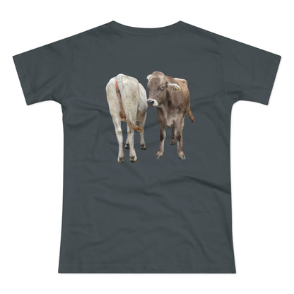 Zwei Kühe - Ein Blick zurück | Lustiges T-Shirt für Tierfreunde & Landeier mit Stil
