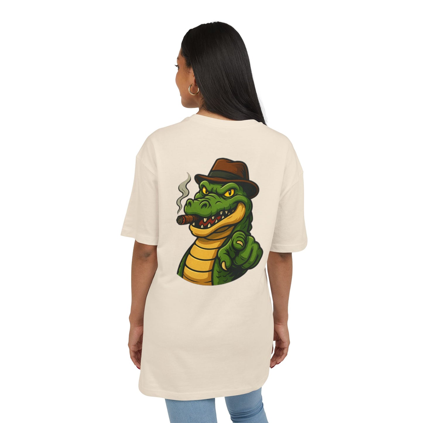 Gangster Alligator T-Shirt (Rückenprint) – Cooles Unisex Shirt mit Zigarren-Krokodil im Retro Comic Style