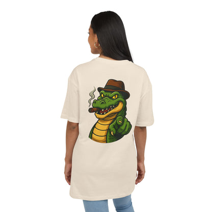 Gangster Alligator T-Shirt (Rückenprint) – Cooles Unisex Shirt mit Zigarren-Krokodil im Retro Comic Style
