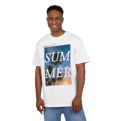 Nice Summer T-Shirt (Brustprint)– Palmendesign, Sonnenuntergang & Urlaubs-Vibes | Unisex Oversize Shirt für den Sommerlook