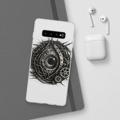 Biomechanisches Auge Handyhülle – Futuristisches Cyberpunk Design mit Zahnrädern & Kabeln | Schutzhülle für iPhone & Android