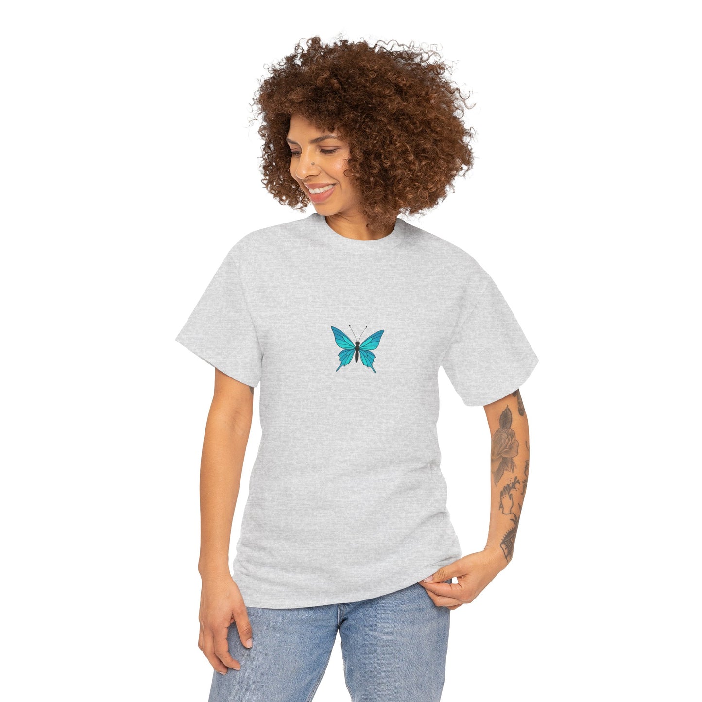 Blauer Schmetterling T-Shirt Unisex (Brustprint) – Farbintensives Butterfly Design | Natur-inspiriertes Shirt aus Baumwolle