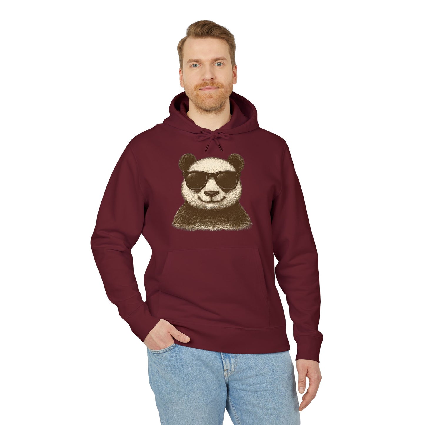Panda Hoodie mit Sonnenbrille (Brustprint) – Cooler Unisex Kapuzenpullover im Oversize Streetwear Look