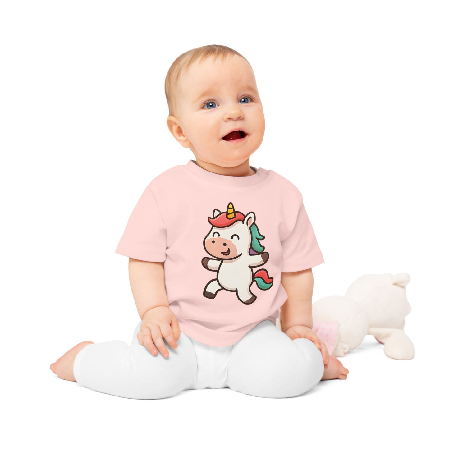Baby T-Shirt „Happy Unicorn“ – Süßes Einhorn-Motiv, Bio-Baumwolle, nachhaltige Babybekleidung für kleine Träumer