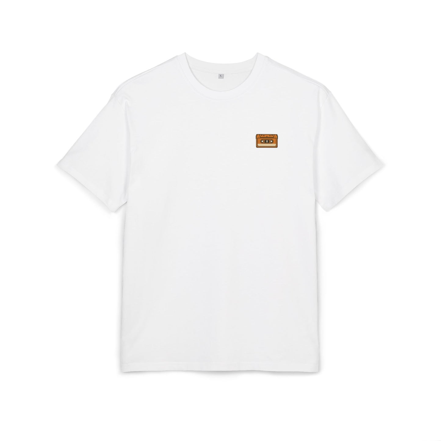 Retro Kassette T-Shirt (Brustprint) – Unisex Shirt mit Tape-Logo vorn & Bandsalat + TV Print hinten | Vintage Musik Design für Nostalgie-Fans