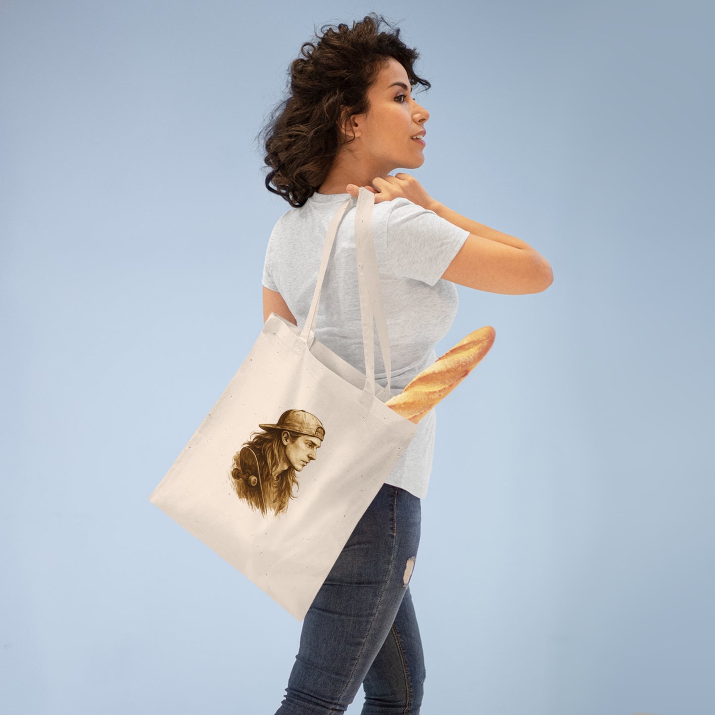Skater Jutebeutel – Nachhaltige Stofftasche mit Retro Skateboard Motiv – Unisex Streetwear Accessoire