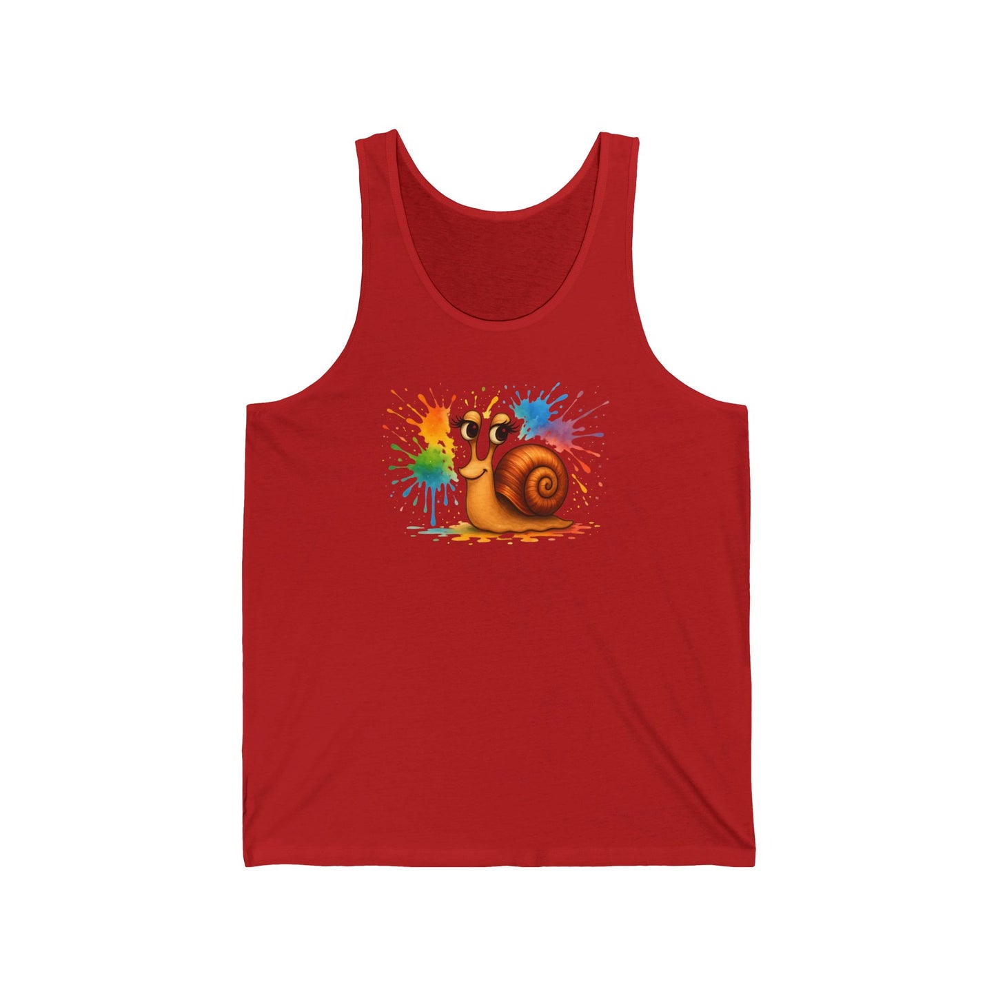 Bunte Schnecke Damen Tanktop – Lustiges Cartoon-Design mit Regenbogen Farbklecksen