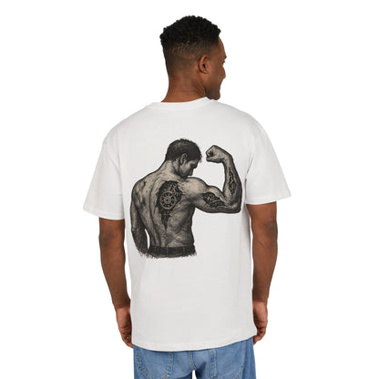 Biomechanik Muskel T-Shirt Unisex (Rückenprint) – Cyborg Body Design mit Zahnrädern & Maschinenstrukturen | Futuristisches Techwear Shirt für Fitness & Sci-Fi Fans