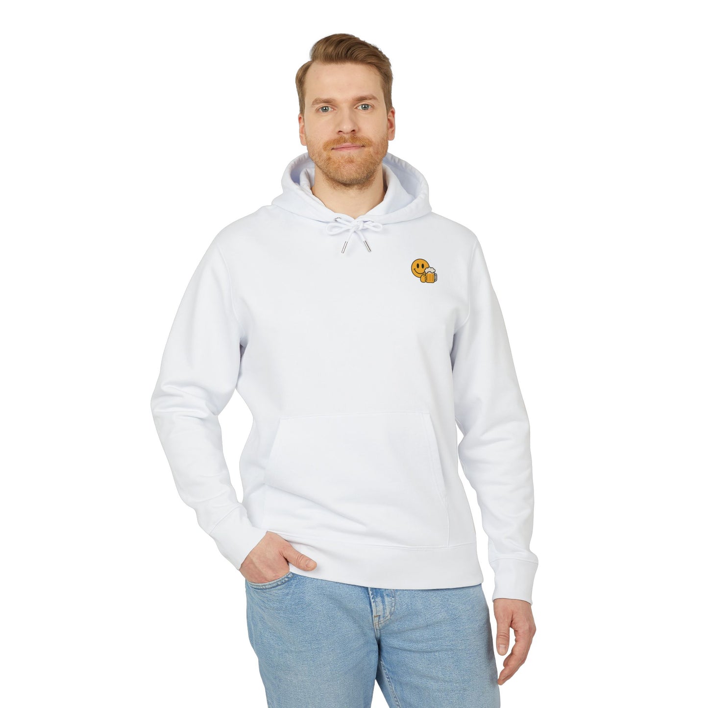 Bier Smiley Hoodie (Brustprint) – Witziger Kapuzenpullover für Männer & Frauen | Party Outfit