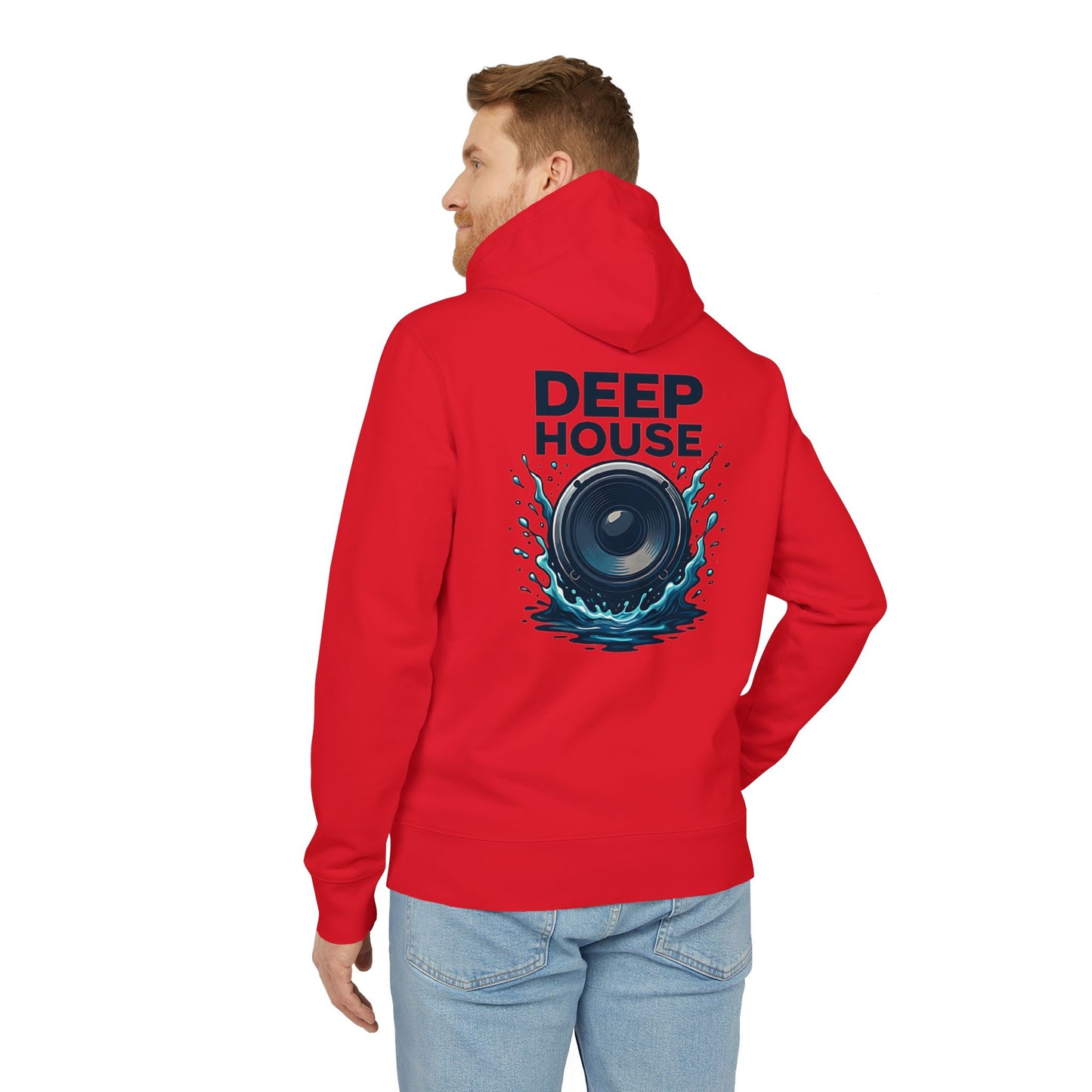 Deep House Hoodie (Rückenprint) – Stylischer Musik Hoodie mit Lautsprecher & Wasser Splash Design – Unisex EDM & Festival Streetwear