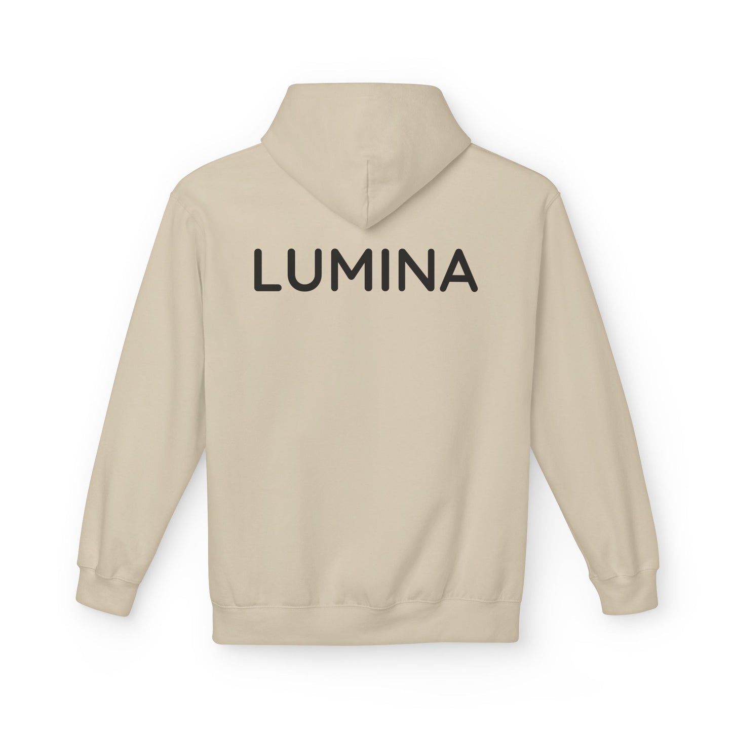 LUMINA Hoodie Unisex (Rückenprint) – Nachhaltiger Midweight Fleece Kapuzenpullover mit Kängurutasche, Fair & OEKO-TEX zertifiziert