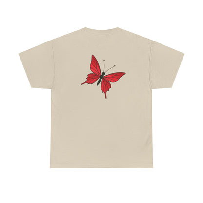 Roter Schmetterling T-Shirt Unisex – Ausdrucksstarkes Butterfly Design | Natur-inspiriertes Baumwollshirt für Damen & Herren