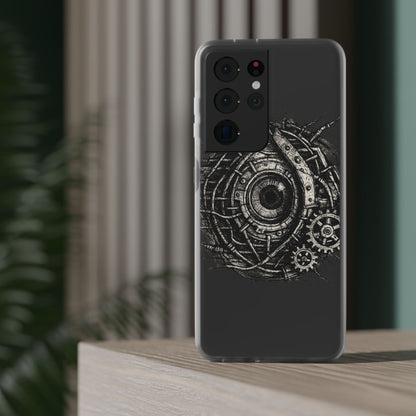 Biomechanisches Auge Handyhülle – Futuristisches Cyberpunk Design mit Zahnrädern & Kabeln | Schutzhülle für iPhone & Android