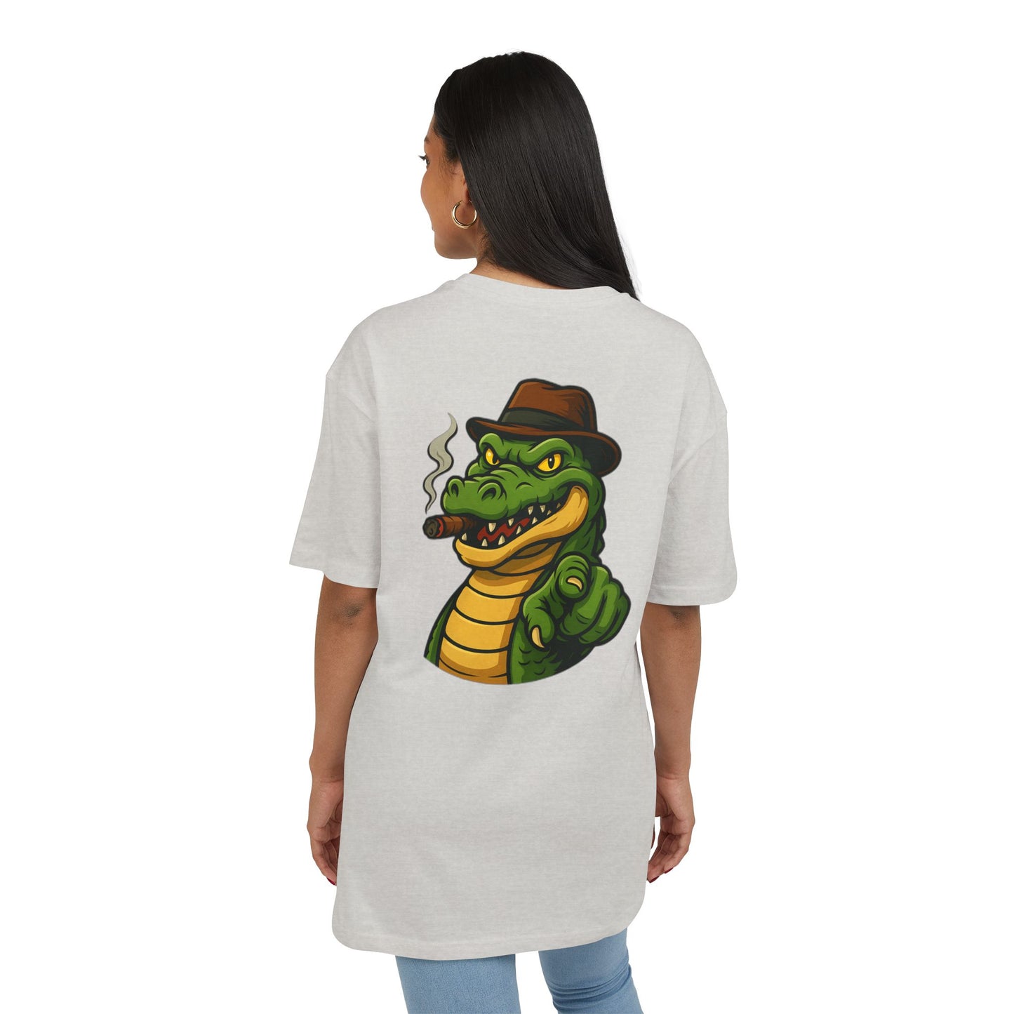 Gangster Alligator T-Shirt (Rückenprint) – Cooles Unisex Shirt mit Zigarren-Krokodil im Retro Comic Style