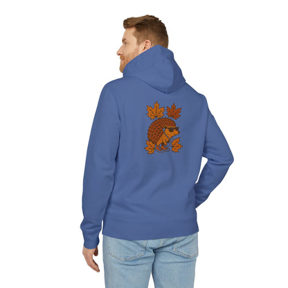 Herbst Igel Hoodie (Rückenprint) – Lustiger Kapuzenpullover mit Cartoon-Design, Sonnenbrille & Ahornblättern