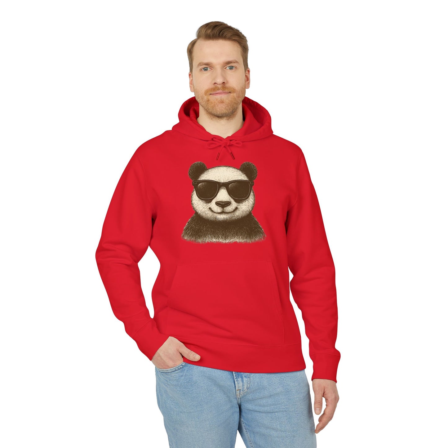 Panda Hoodie mit Sonnenbrille (Brustprint) – Cooler Unisex Kapuzenpullover im Oversize Streetwear Look