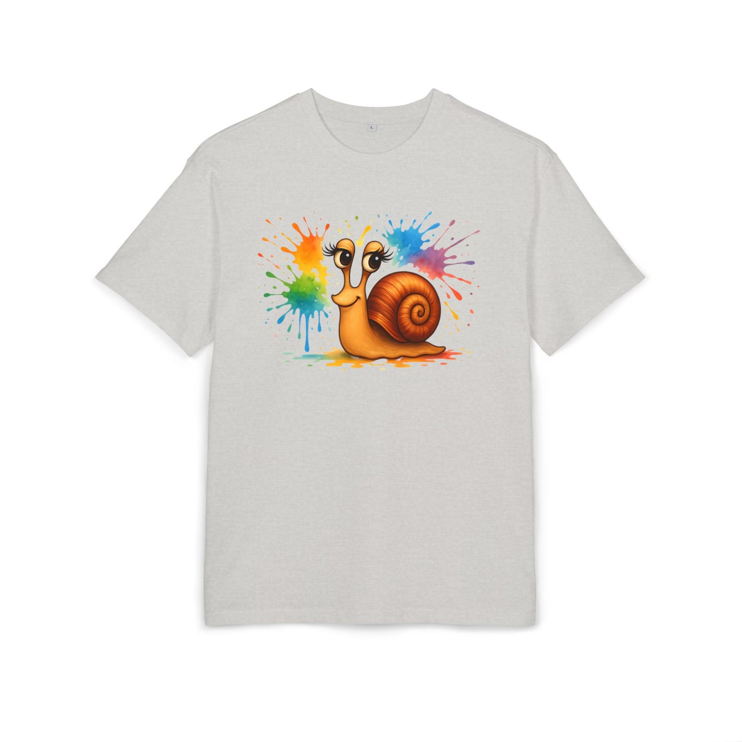 Bunte Schnecke T-Shirt (Brustprint) – Lustiges Unisex Shirt mit Farbklecks-Design für Tierfreunde & Kreative
