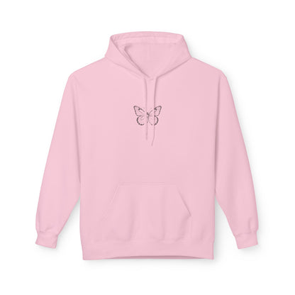 Schmetterling Hoodie Unisex (Brustprint) – Minimalistisches Linienkunst Design | Nachhaltiger Kapuzenpullover aus Baumwolle