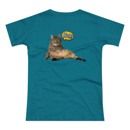 “Huh?” Katze – Lustiges Katzen T-Shirt mit Rückendruck | Für Katzenfans mit Humor