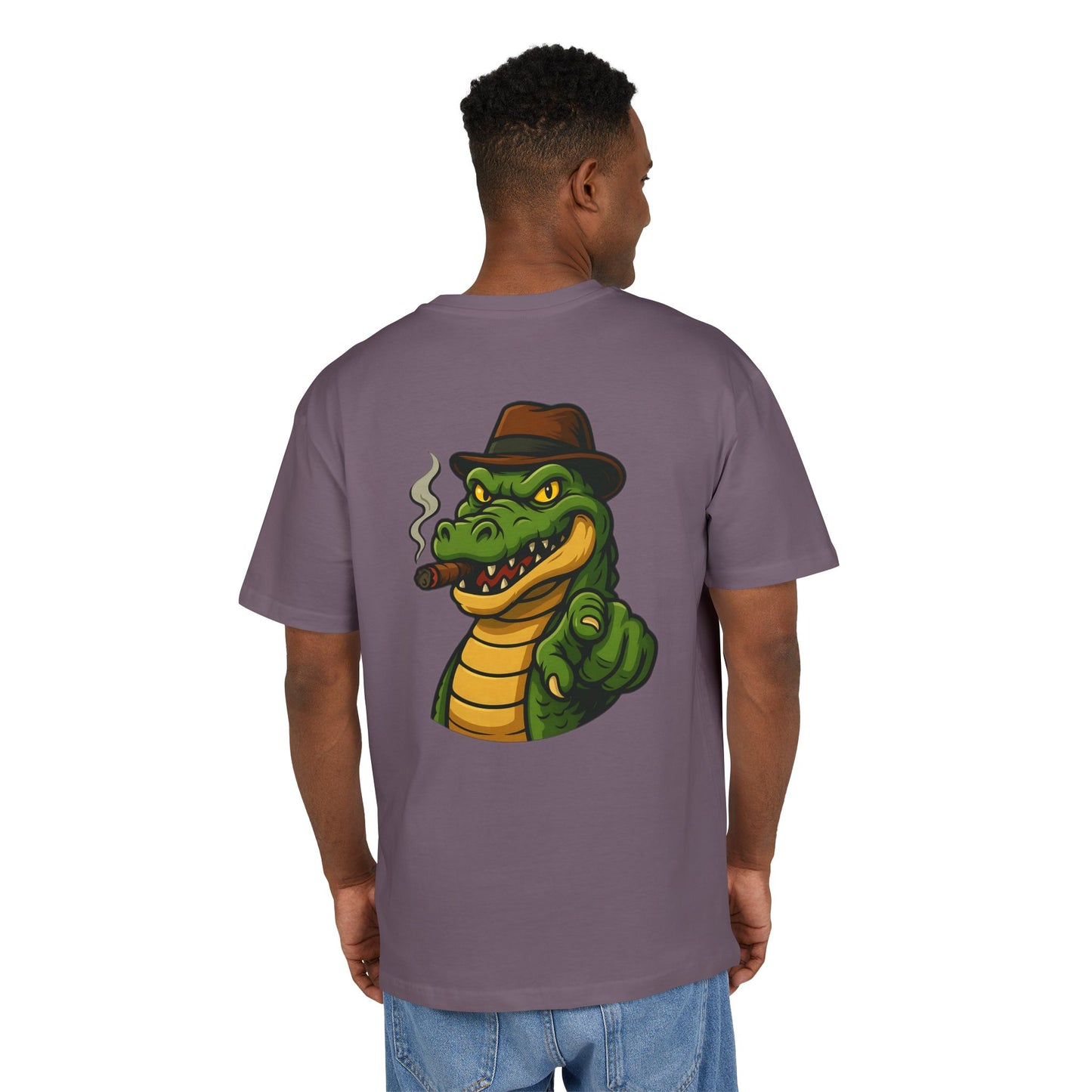 Gangster Alligator T-Shirt (Rückenprint) – Cooles Unisex Shirt mit Zigarren-Krokodil im Retro Comic Style